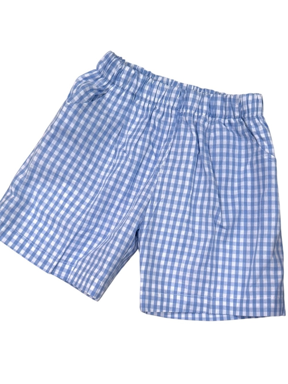 Love That Cotton LTC Boys Blue Gingham Pull-On Shorts 4T and 5T 100% Cotton